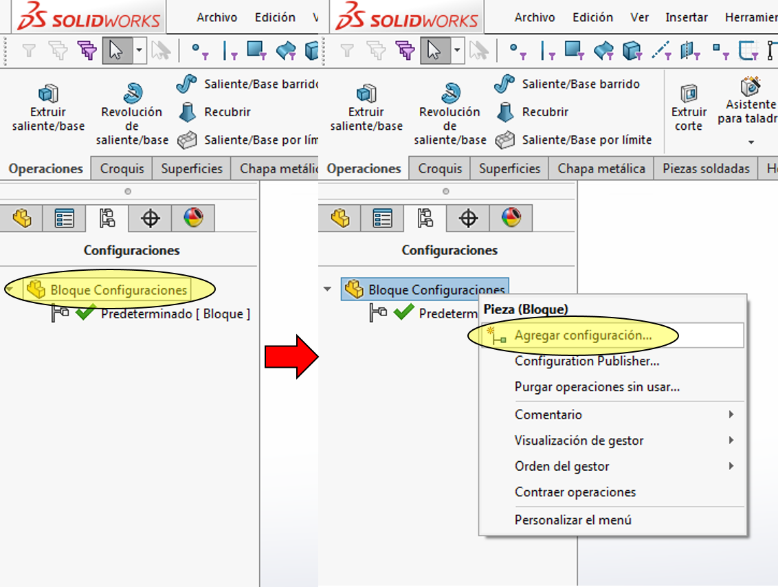 agregar configuraciones